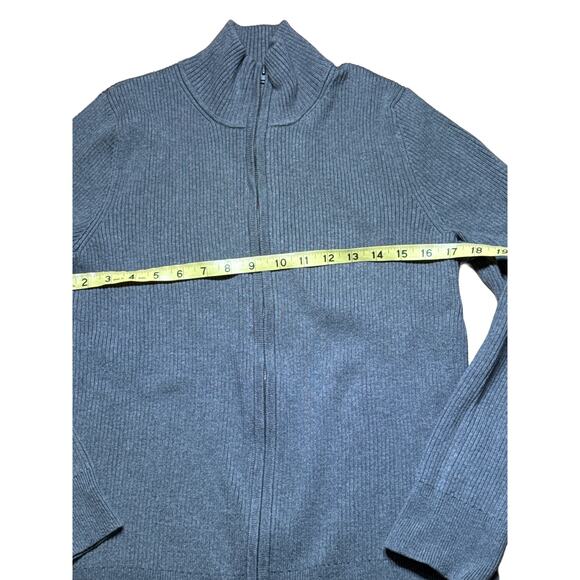 Eddie Bauer Womens XL Gray Cardigan Sweater full zip ribbed Stretchy long sleeve - Picture 7 of 9